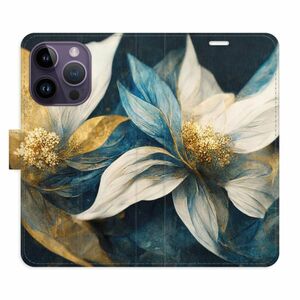 Flipové pouzdro iSaprio - Gold Flowers - iPhone 14 Pro obraz