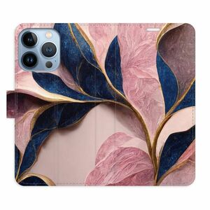 Flipové pouzdro iSaprio - Pink Leaves - iPhone 13 Pro obraz