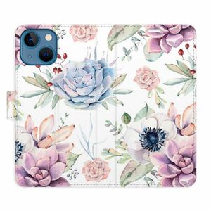 Flipové pouzdro iSaprio - Succulents Pattern - iPhone 13 mini obraz