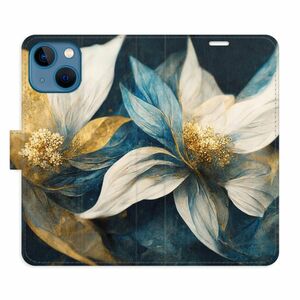 Flipové pouzdro iSaprio - Gold Flowers - iPhone 13 mini obraz