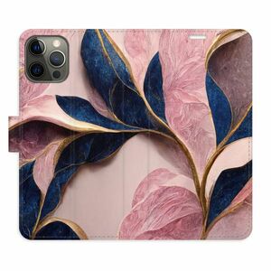 Flipové pouzdro iSaprio - Pink Leaves - iPhone 12/12 Pro obraz