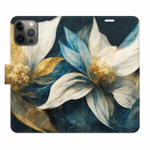 Flipové pouzdro iSaprio - Gold Flowers - iPhone 12/12 Pro obraz