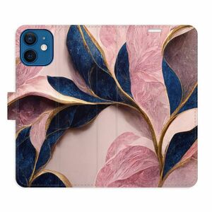 Flipové pouzdro iSaprio - Pink Leaves - iPhone 12 mini obraz