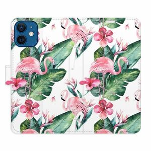 Flipové pouzdro iSaprio - Flamingos Pattern - iPhone 12 mini obraz