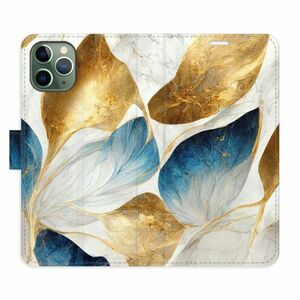 Flipové pouzdro iSaprio - GoldBlue Leaves - iPhone 11 Pro obraz
