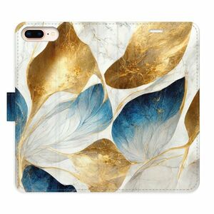 Flipové pouzdro iSaprio - GoldBlue Leaves - iPhone 7 Plus obraz