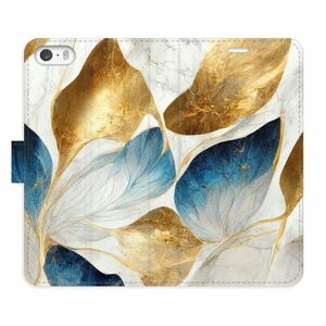 Flipové pouzdro iSaprio - GoldBlue Leaves - iPhone 5/5S/SE obraz