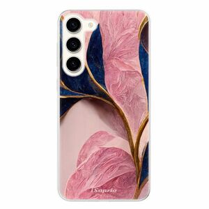 Odolné silikonové pouzdro iSaprio - Pink Blue Leaves - Samsung Galaxy S23+ 5G obraz