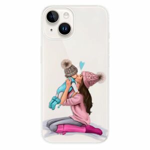 Odolné silikonové pouzdro iSaprio - Kissing Mom - Brunette and Boy - iPhone 15 obraz