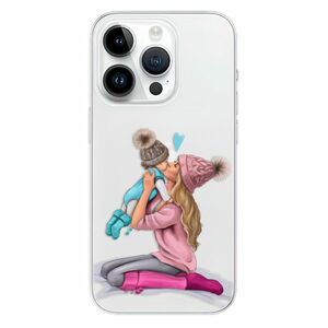 Odolné silikonové pouzdro iSaprio - Kissing Mom - Blond and Boy - iPhone 15 Pro obraz