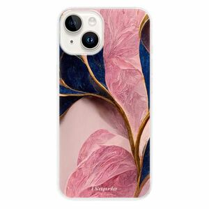 Odolné silikonové pouzdro iSaprio - Pink Blue Leaves - iPhone 15 Plus obraz