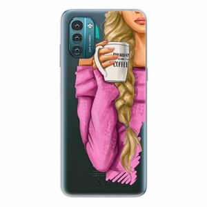 Odolné silikonové pouzdro iSaprio - My Coffe and Blond Girl - Nokia G11 / G21 obraz