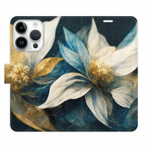 Flipové pouzdro iSaprio - Gold Flowers - iPhone 15 Pro obraz