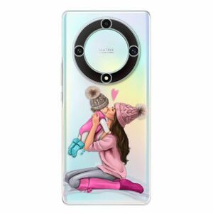 Odolné silikonové pouzdro iSaprio - Kissing Mom - Brunette and Girl - Honor Magic5 Lite 5G obraz