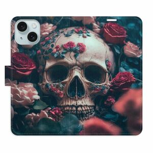 Flipové pouzdro iSaprio - Skull in Roses 02 - iPhone 15 obraz