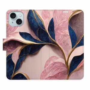 Flipové pouzdro iSaprio - Pink Leaves - iPhone 15 obraz