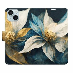 Flipové pouzdro iSaprio - Gold Flowers - iPhone 15 obraz