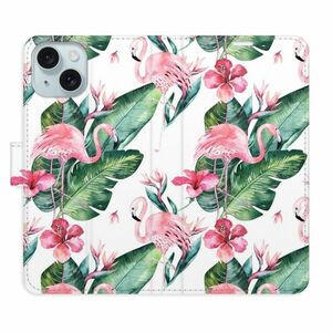 Flipové pouzdro iSaprio - Flamingos Pattern - iPhone 15 obraz
