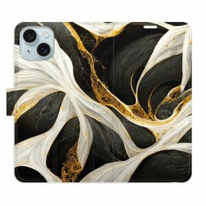 Flipové pouzdro iSaprio - BlackGold Marble - iPhone 15 obraz