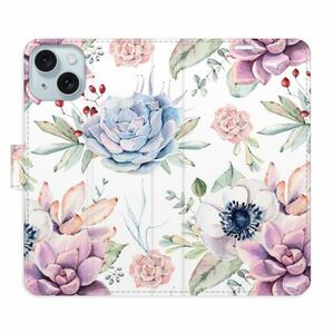 Flipové pouzdro iSaprio - Succulents Pattern - iPhone 15 Plus obraz