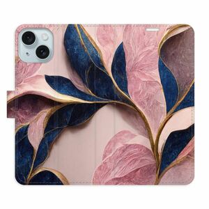 Flipové pouzdro iSaprio - Pink Leaves - iPhone 15 Plus obraz