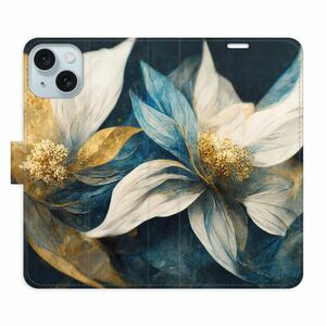 Flipové pouzdro iSaprio - Gold Flowers - iPhone 15 Plus obraz