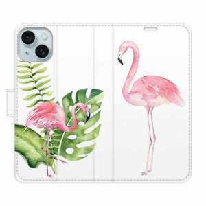Flipové pouzdro iSaprio - Flamingos - iPhone 15 Plus obraz