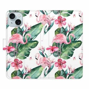 Flipové pouzdro iSaprio - Flamingos Pattern - iPhone 15 Plus obraz