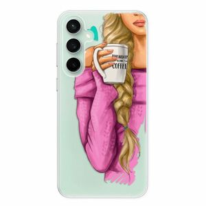 Odolné silikonové pouzdro iSaprio - My Coffe and Blond Girl - Samsung Galaxy S23 FE obraz