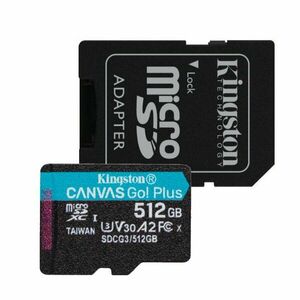 Kingston Canvas Go Plus Micro SDXC 512GB + SD adaptér, UHS-I U3 A2, Class 10 - rychlost 170/90 MB/s obraz