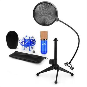 Auna CM001BG mikrofonní sada V2 – kondenzátorový mikrofon, mikrofonní stojan, pop filtr, modrá barva obraz
