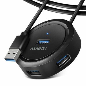 AXAGON HUE-P1AL 4x USB 3.2 Gen 1 ROUND hub, micro USB napájecí konektor, 1, 2 m USB-A kabel obraz