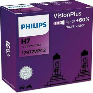 Philips H7 12V 55W PX26d Vision Plus +60% 2ks 12972VPC2 obraz
