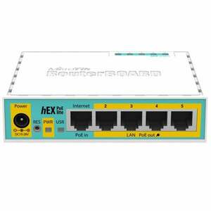 Mikrotik hEX PoE lite router zapojený do sítě Fast RB750UPR2 obraz