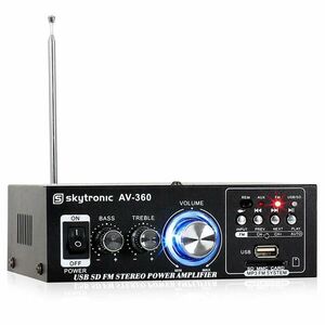 Hi-fi stereo zesilovač Skytronic AV-360, USB, SD, MP3, AUX, obraz