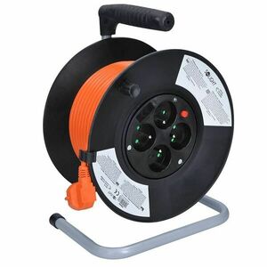 Solight prodlužovací přívod na bubnu, 4 zásuvky, 25m, oranžový kabel, 3x 1, 5mm2 PB03 obraz