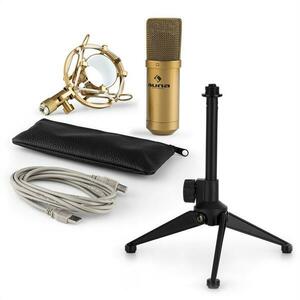 Auna MIC-900BG V1, USB mikrofonní sada, zlatý kondenzátorový mikrofon + stolní stativ obraz