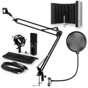 Auna CM001B mikrofonní sada V5 kondenzátorový mikrofon, mikrofonní rameno, pop filtr, panel, černá barva obraz