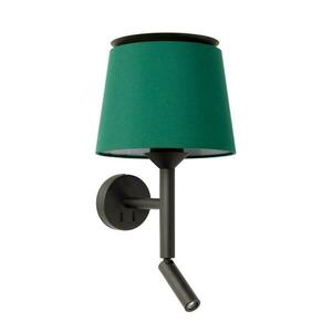FARO SAVOY nástěnná lampa, černá/zelená, se čtecí lampičkou obraz