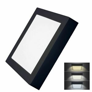 Solight LED mini panel CCT, přisazený, 18W, 1530lm, 3000K, 4000K, 6000K, čtvercový, černá barva WD173-B obraz