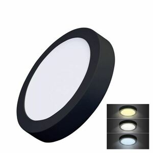Solight LED mini panel CCT, přisazený, 18W, 1530lm, 3000K, 4000K, 6000K, kulatý, černá barva WD172-B obraz