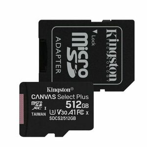 Kingston Canvas SeIect Plus Micro SDXC 512GB + SD adaptér, UHS-I A1, Class 10 - rychlost 100/85 MB/s obraz