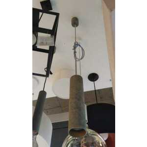 VÝPRODEJ VZORKU Aulix závěsné svítidlo 1xGU10 válec 30cm v imitaci betonu + textilní kabel šedý obraz