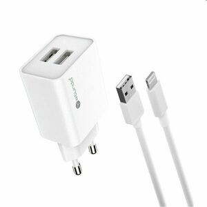 Sturdo Síťová nabíječka 2, 1A 2xUSB + nabíjecí kabel USB/USB-C, bílá obraz