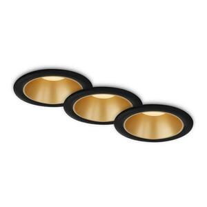 BRILONER LED vestavná svítidla sada, pr.9, 5 cm, 3x LED, 4, 9 W, 480 lm, černá-zlatá IP44 BRI 7041-035 obraz