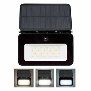 Solight LED solární reflektor se senzorem, 6W, 660lm, 3CCT, Li-Ion, černá WL913 obraz