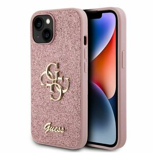 Guess PU Fixed Glitter 4G Metal Logo Zadní Kryt pro iPhone 13, pink obraz