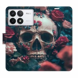 Flipové pouzdro iSaprio - Skull in Roses 02 - Poco F6 Pro obraz