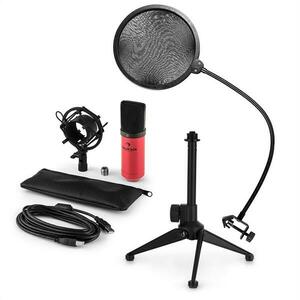 Auna MIC-900RD V2, USB mikrofonní sada, kondenzátorový mikrofon + pop-filter + stolní stativ obraz