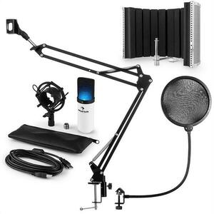 Auna MIC-900WH-LED V5, BÍLÁ, MIKROFONNÍ SADA, KONDENZÁTOROVÝ MIKROFON, POP-FILTR, RESORBČNÍ PANEL, RAMENO, LED obraz